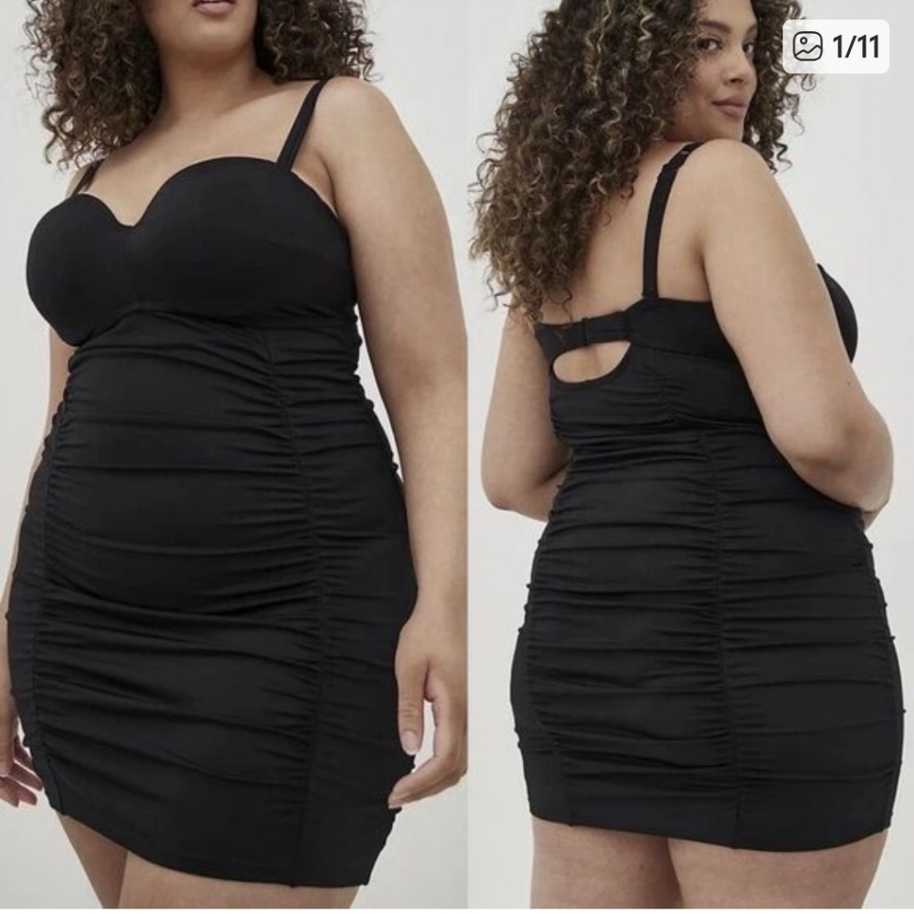 Torrid Black Ruched Swim Dress